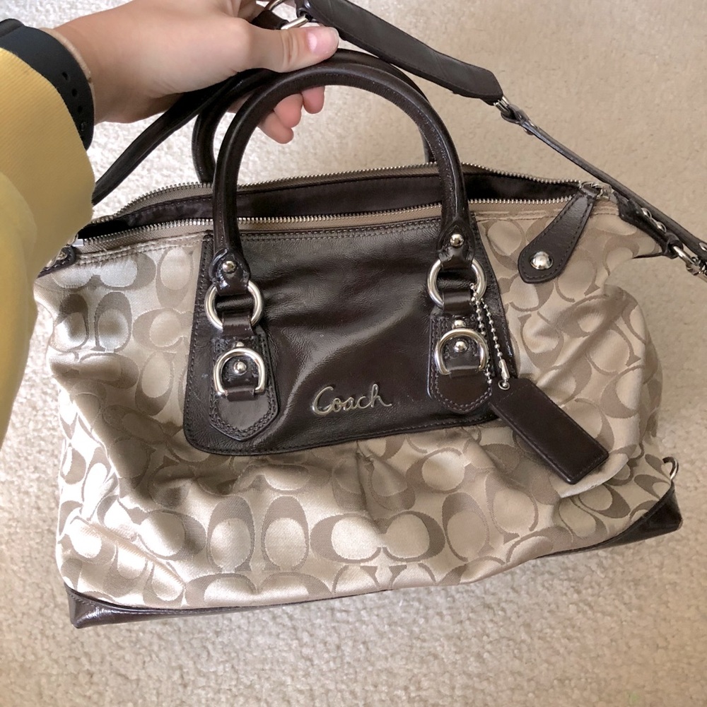 Brown/beige Coach purse